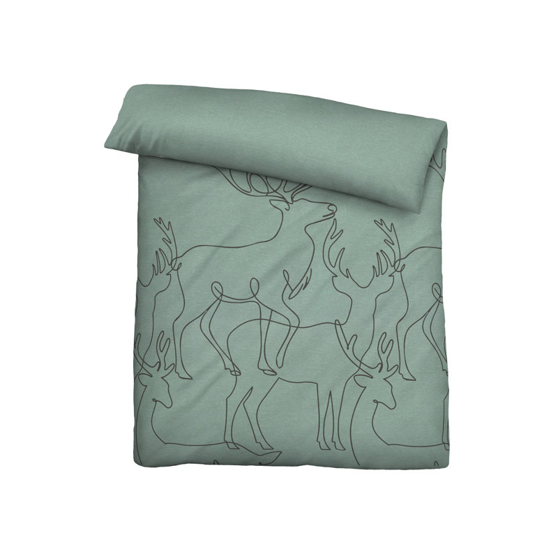 Biberna Melange-Flanell Bettwäsche 0840517 HIRS Cotton Animal Print Duvet Cover with Pillow Shams Included
