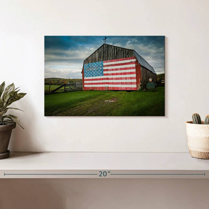 Borges American Flag On Barn, 8" H x 12" W