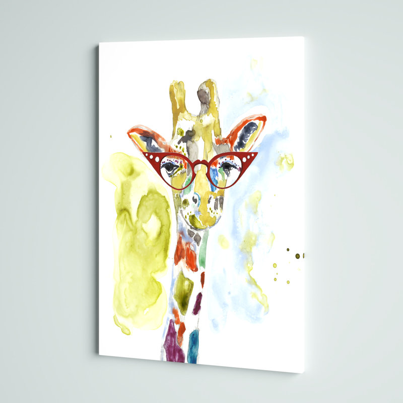 «Smarty-Pants Giraffe» par Jennifer Goldberger, reproduction d'art sur toile, H 30 po x l 20 po, Toile tendue