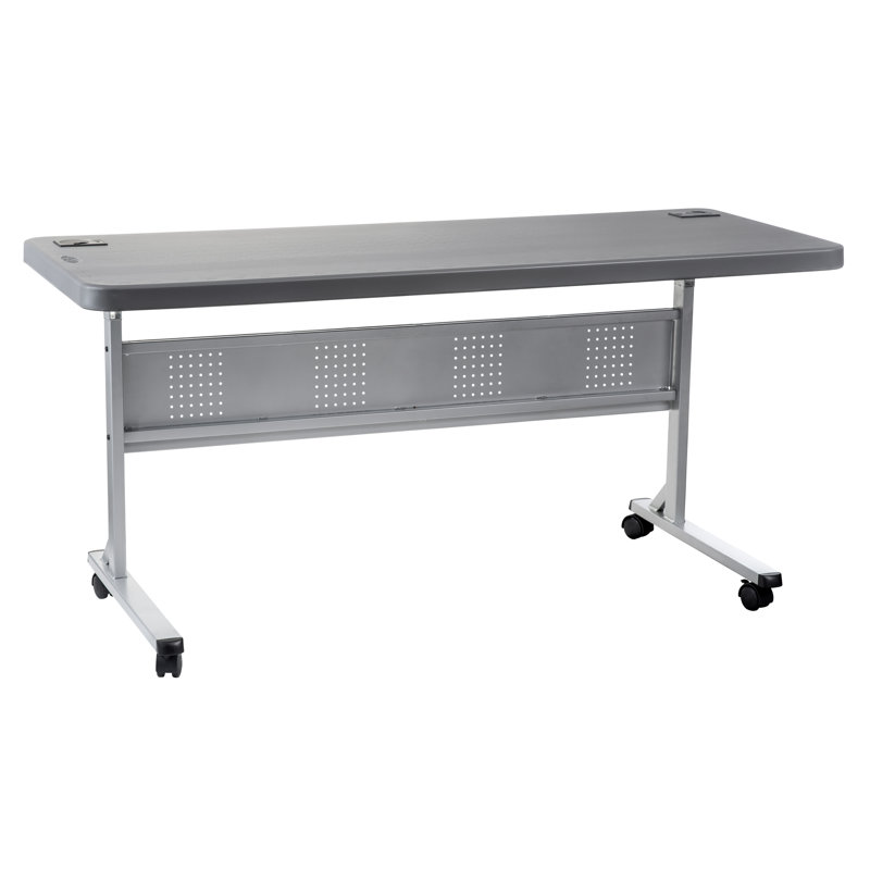 Training Rectangle Flip Top Training Table with Casters and Modesty Panel and Cable Management, 29.5" H x 72" L x 24" W