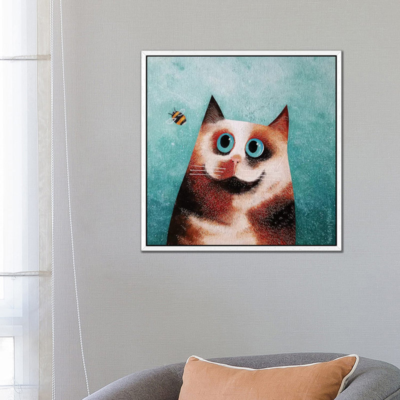Bebe And Bee by Vicky Mount - Floater Frame Print on Canvas, 66.04 cm H x 66.04 cm W, White Framed Canvas