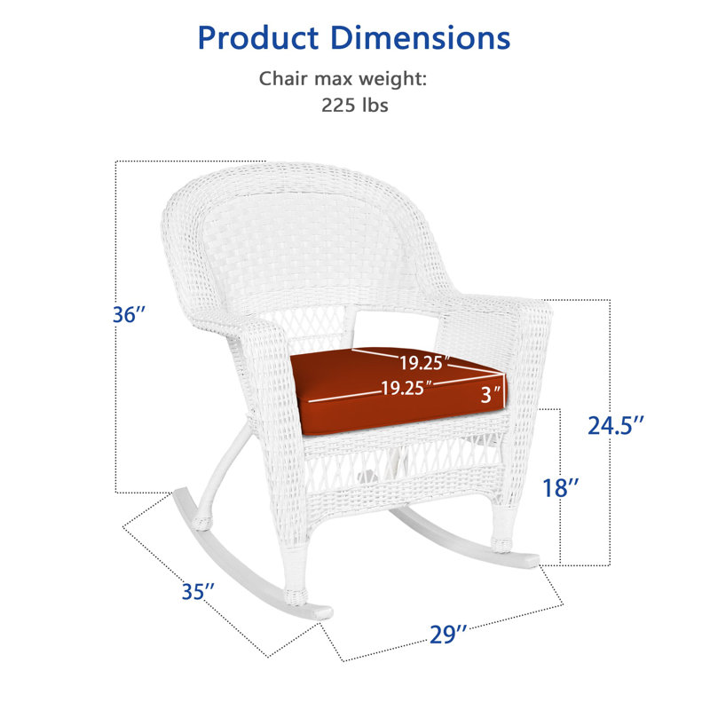 Chaise berçante en osier Raenesha, Blanc, Rouge-orange