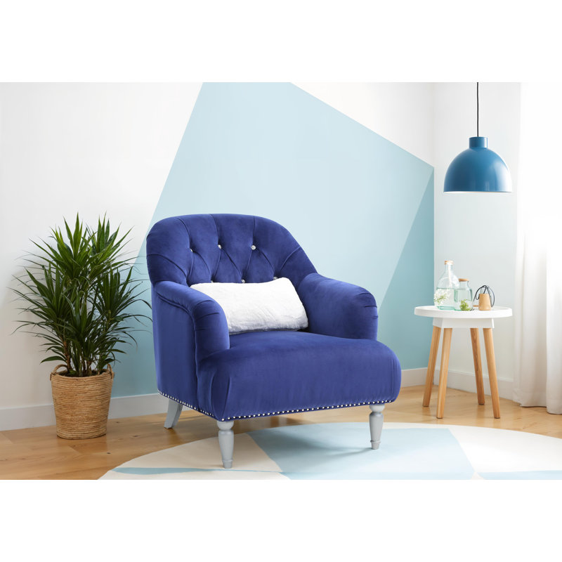 Barcelos Gray Velvet Chair, Blue Velvet