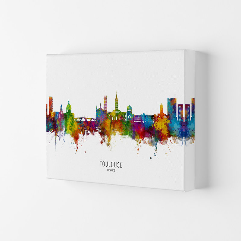 Toulouse France Skyline by Michael Tompsett - 1 Piece Wall Art, 21cm H x 29.7cm W x 4cm D, Wrapped Canvas