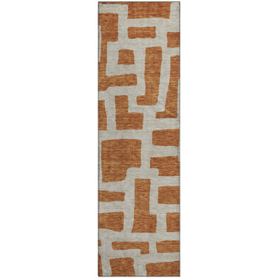 Premium Machine Washable Prisco Terracotta Rug