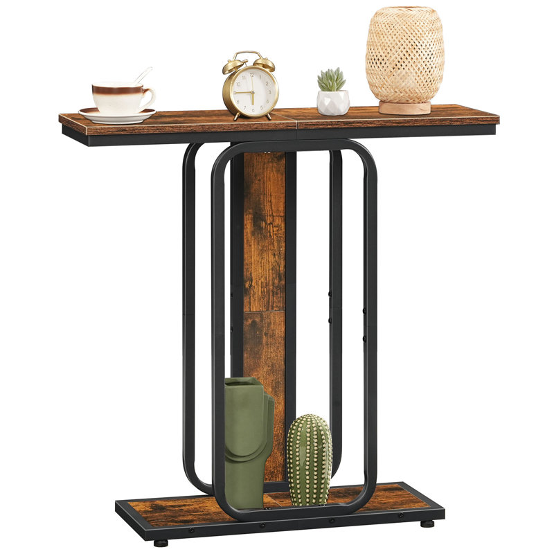 Industrial Entryway Console Table, Rustic Brown