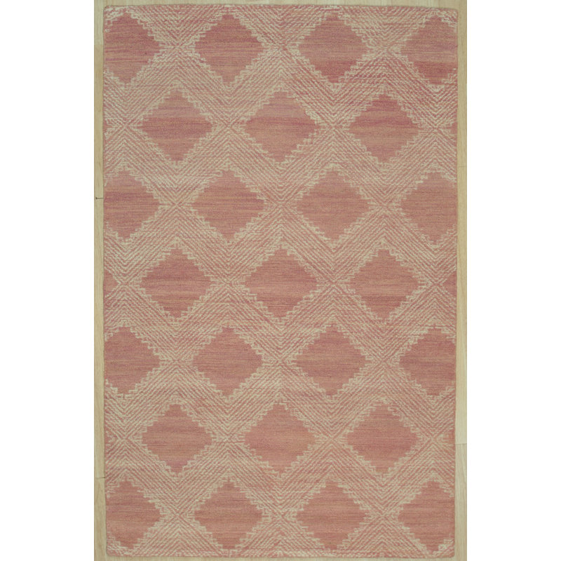 Unique Mcdonald Pink Hand Tufted Wool Contemporary Transitional Area Rug, Rectangle 5' x 8'
