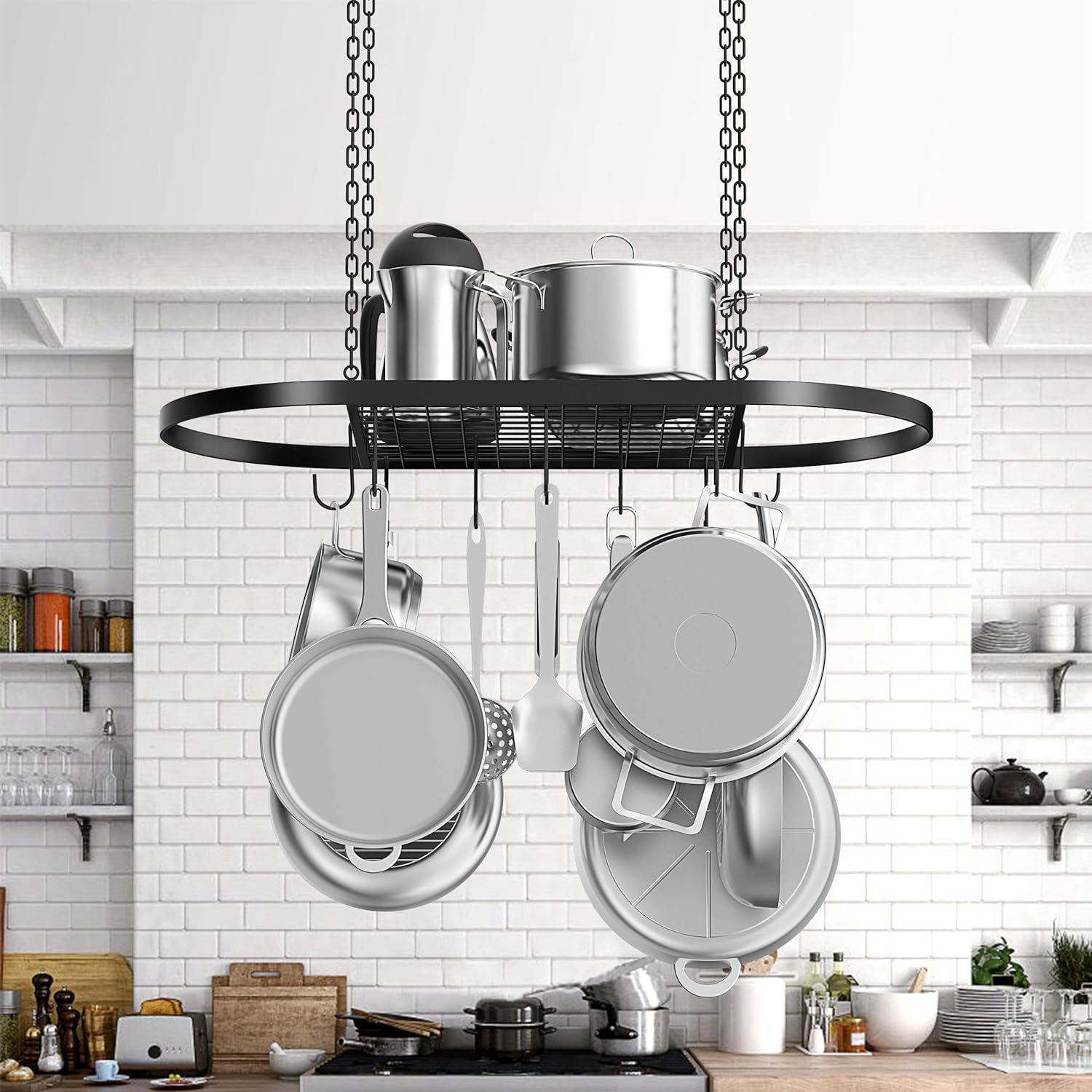 Prep & Savour Metal Oval Wall Mounted Pot Rack | Wayfair