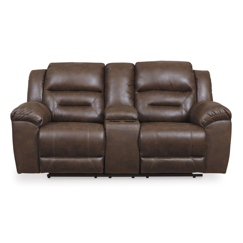Kanhaya Power Reclining Loveseat with Console, Brown