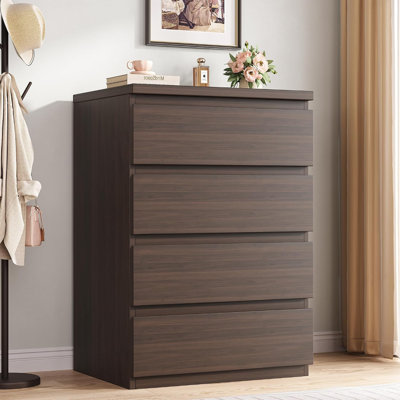 4 Drawer Dresser for Bedroom, Brown Dresser Chest of Drawers - Large Wood Dressers TV Stand with Deep Drawers Dressers for Living Room, Hallway, Entry