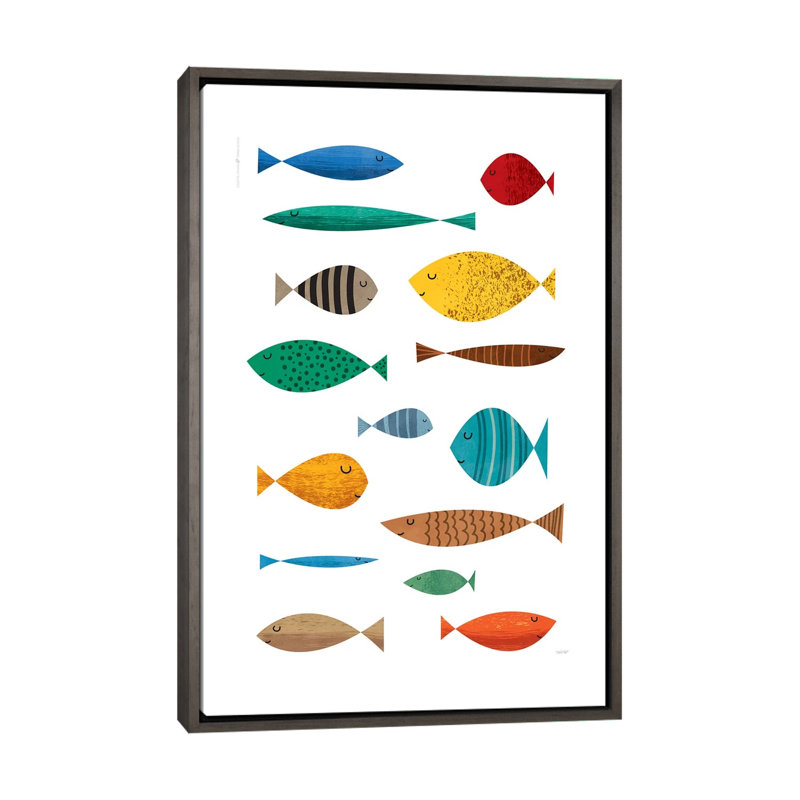 " Fish ", No Mat, 60" H x 40" W x 1.5" D, Gray Wood Framed Canvas
