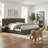 Upholstered King Bed Frame with 2 Nightstands & Drawers, Linen Fabric, No Box Spring Needed, Turtle-1914470013-1914470010