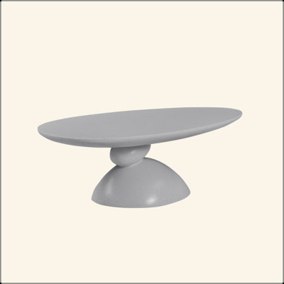 Table basse ovale moderne et minimaliste en fibre de verre avec base sculpturale Lucky Stone