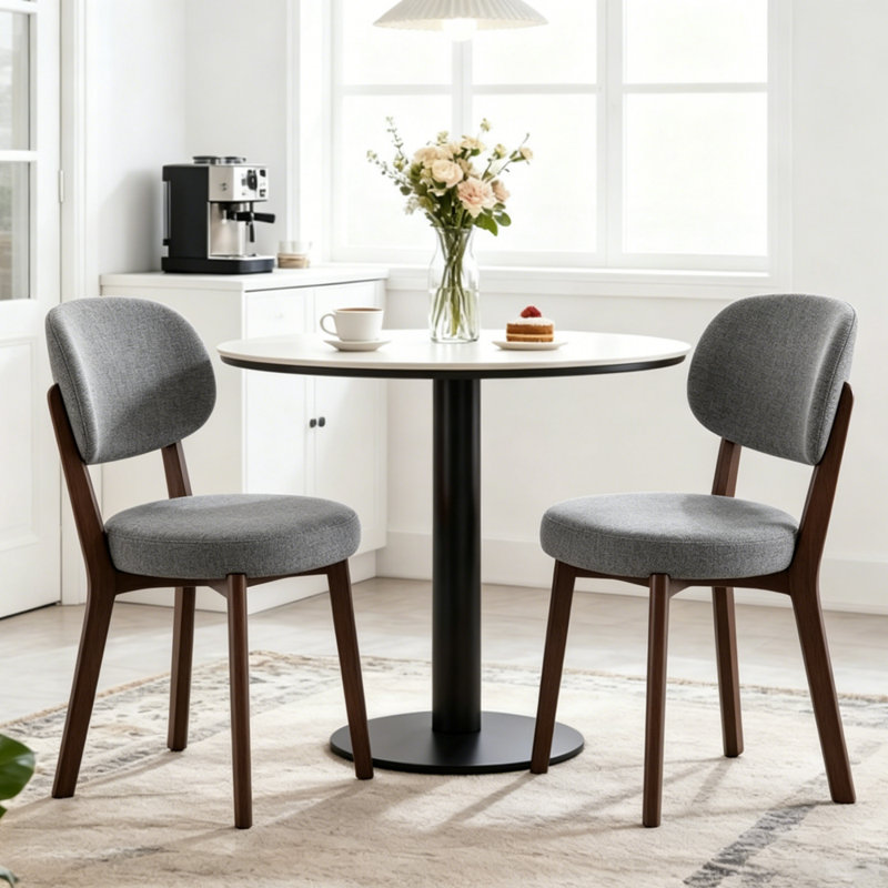 45cm H Linen Upholstered Low Back Accent, Grey