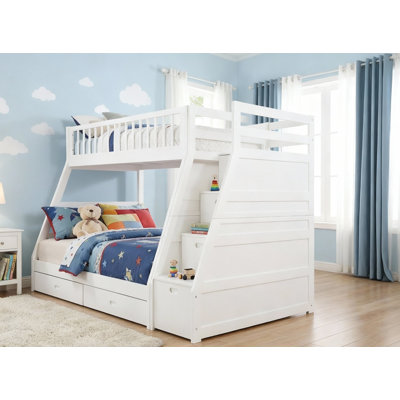 Mimi Twin Over Full Bunk Bed with Underneath Drawers and Staircase