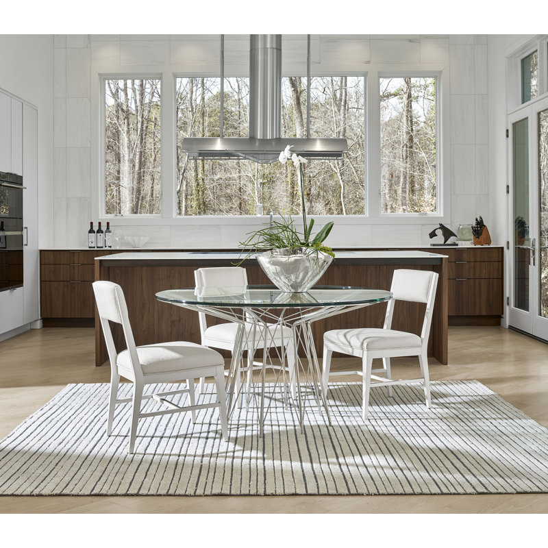 Axel 54" White Glass Top Transitional Dining Table