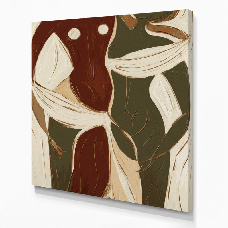 Abstrait art figuratif beige sur toile 53, H 32 po x l 32 po