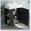 Meuble-lavabo 21,6 po, armoire combinée, meuble de rangement pour salle de bain, lavabo simple en céramique, rangement à gauche-472966928