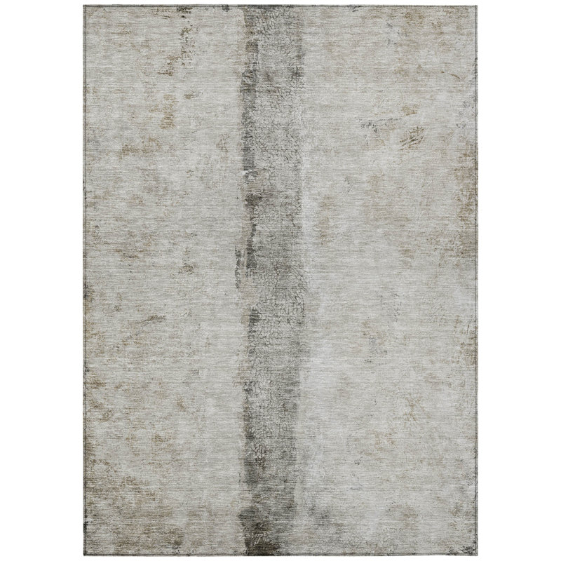Tapis intérieur lavable abstrait 3 pi x 5 pi beige