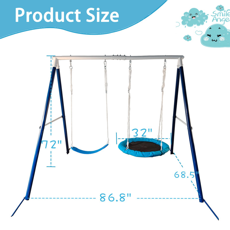 Portique de balançoire en métal pour enfants avec soucoupe