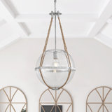Luminaire suspendu sphérique en verre transparent à 1 lumière Coastal