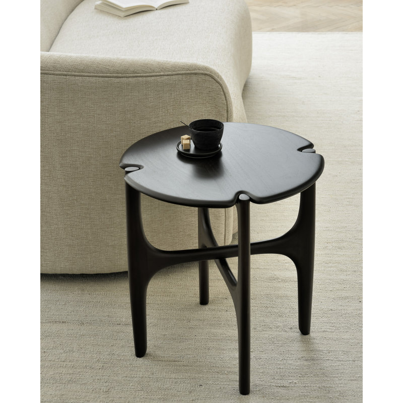 Pi Solid Wood End Table, Dark Brown