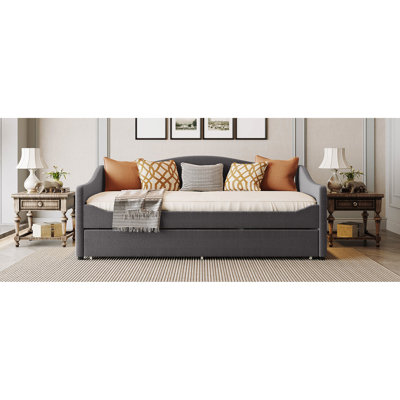 Lit de jour double avec couchette et compression beige