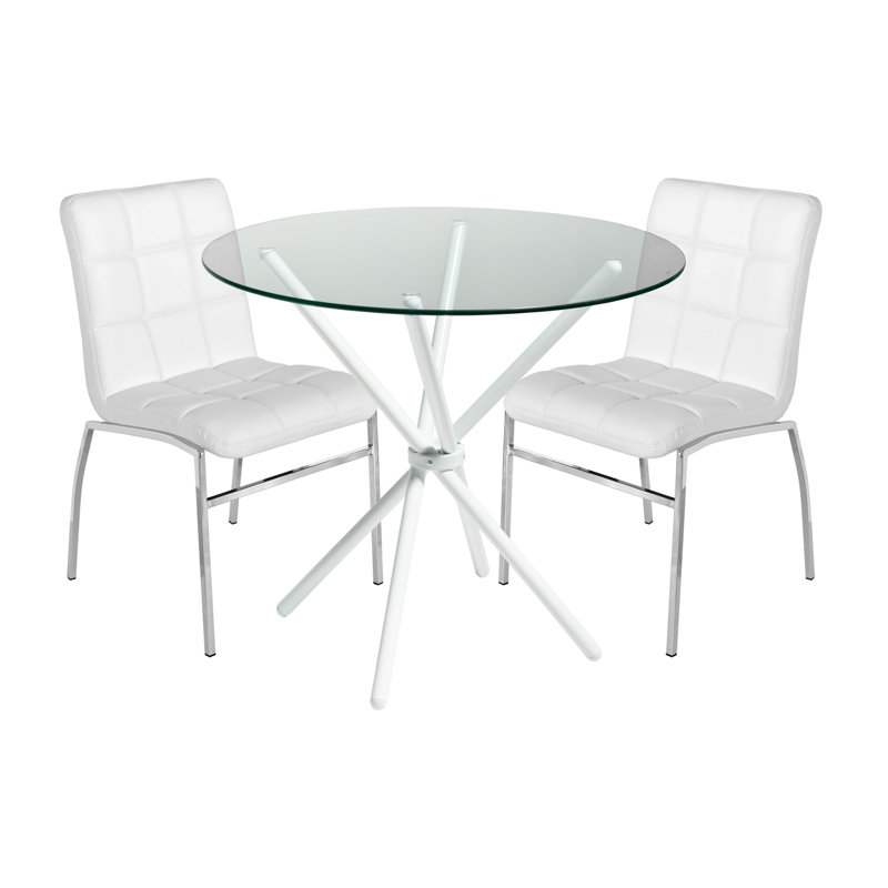 Aadam 2 - Person Dining Set, White, White