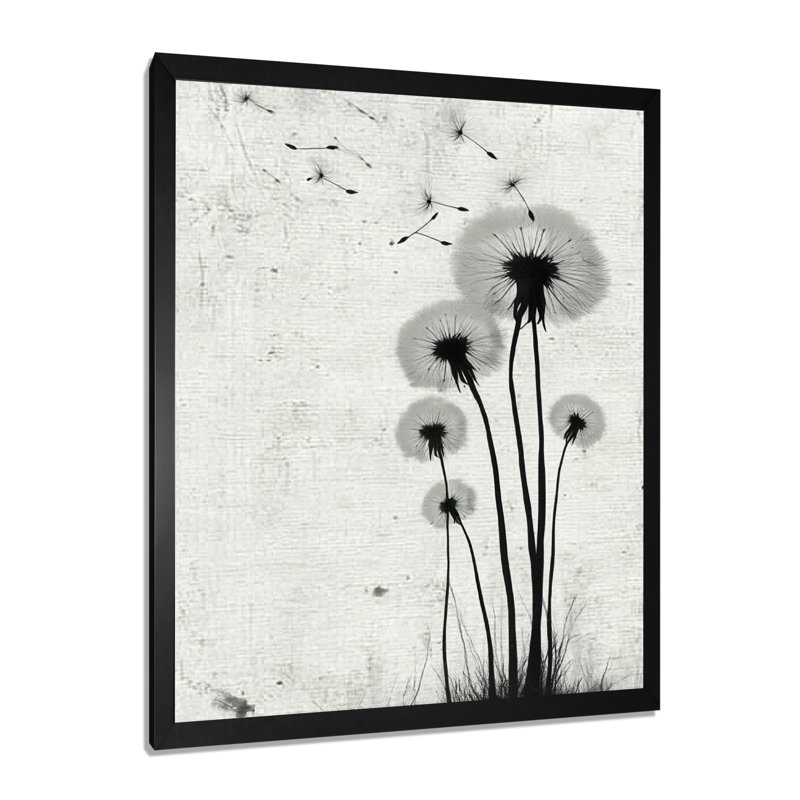 Reproduction d'art sur toile, pissenlit rétro, Cadre photo unique, Noir, H 20 po x l 12 po