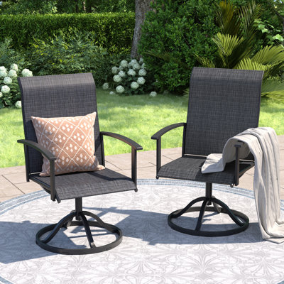 Outdoor Swivel Dining Chair With Texiline Fabric by Lark Manor