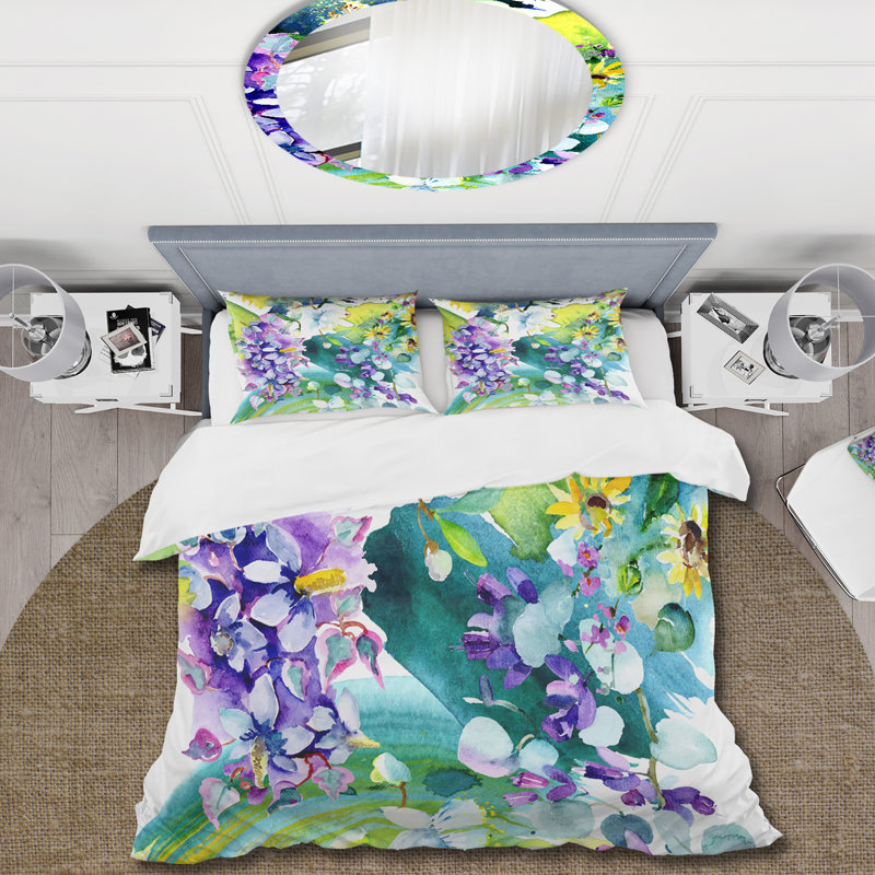 Bouquet de fleurs sauvages et de tournesols - Ensemble de housse de couette Farmhouse - Microfibre de polyester