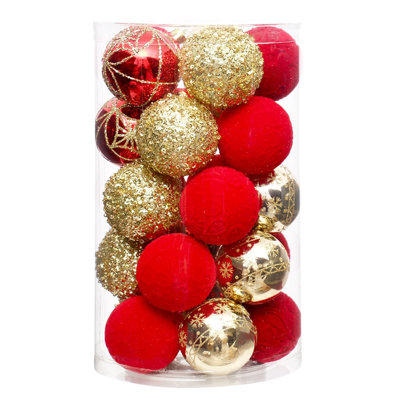 25 PCS 2.36 Inch Christmas Ornaments Set, 4 Color Shatterproof Plastic Ball Decorations for Xmas Tree