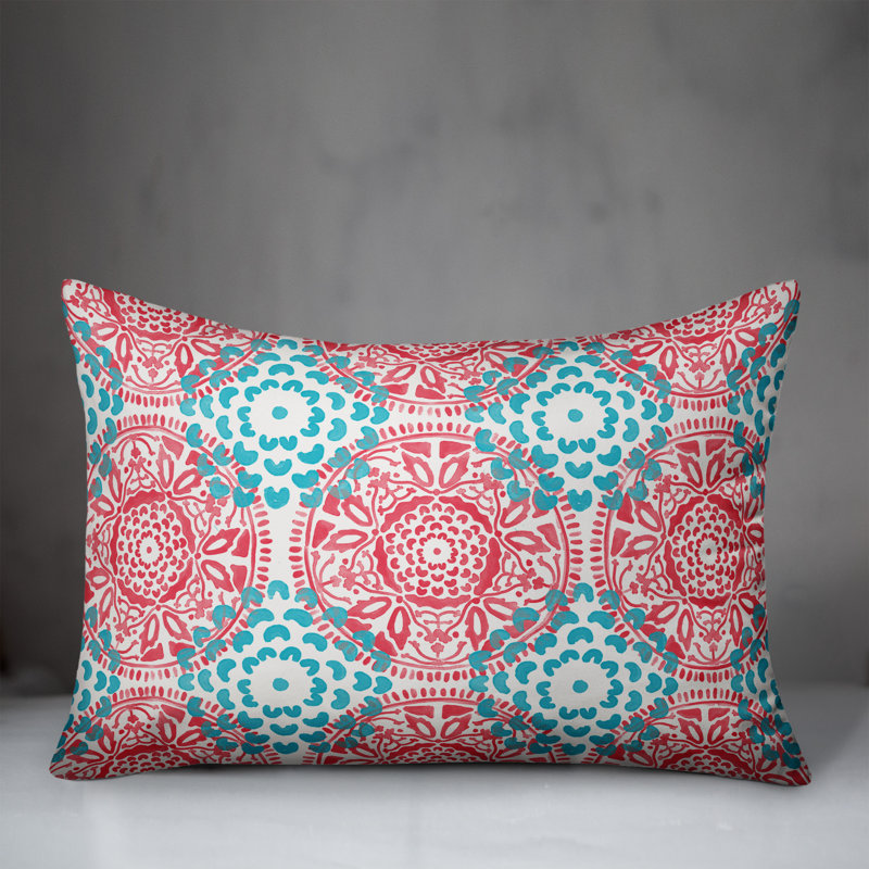 Floral Outdoor Reversible Throw Pillow, Pink