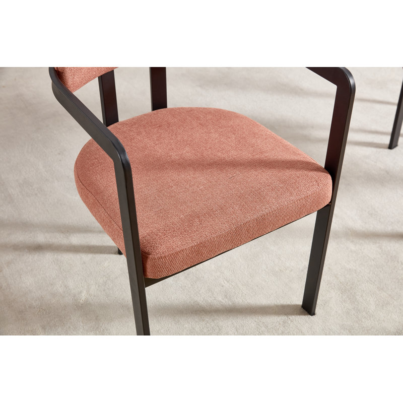 Ensemble de 2 chaises de salle à manger modernes rembourrées avec pieds en métal noir, Orange