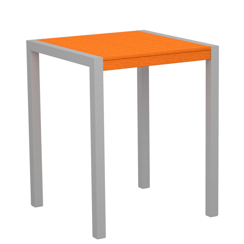 Table de comptoir POLYWOOD MOD, Argent texturé, Tangerine, L 29,75 po x P 29,75 po
