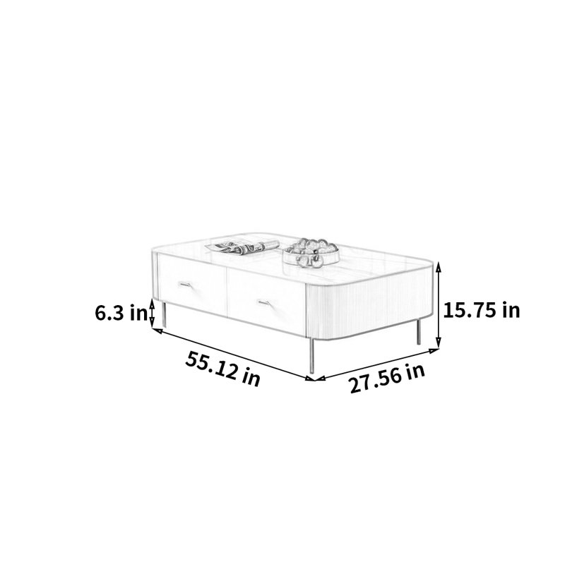 Table basse Modern, H 15,75 po x L 55,12 po x l 27,56 po