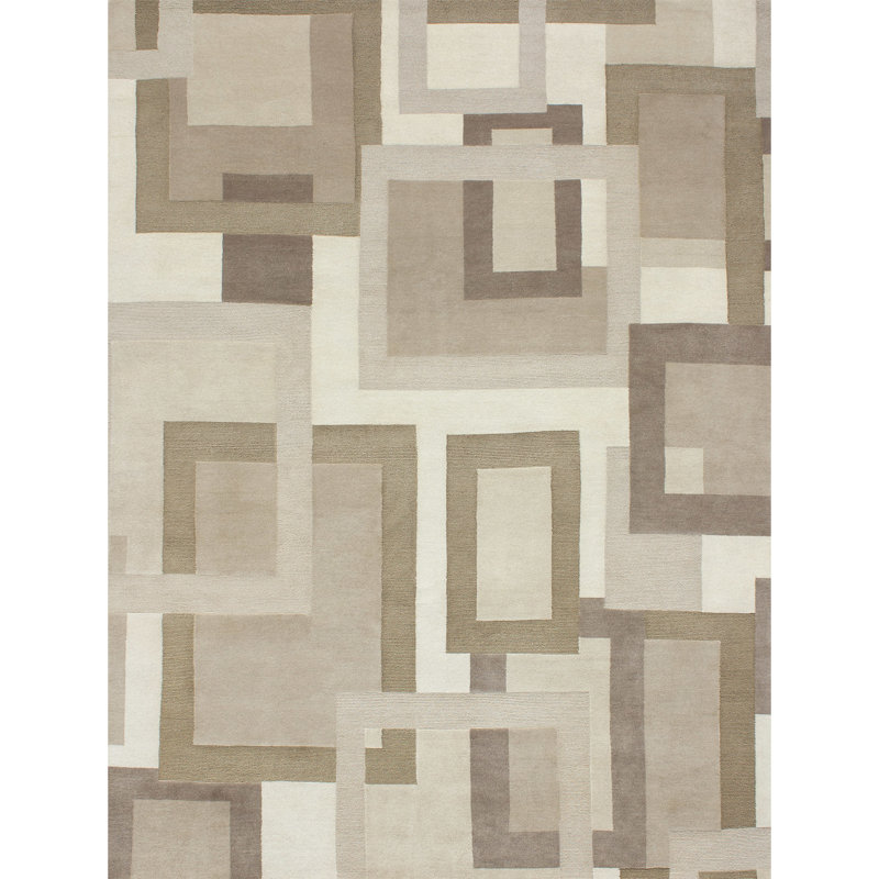 Geometric Area Rug in Cream/Brown, Rectangle 8' x 10'