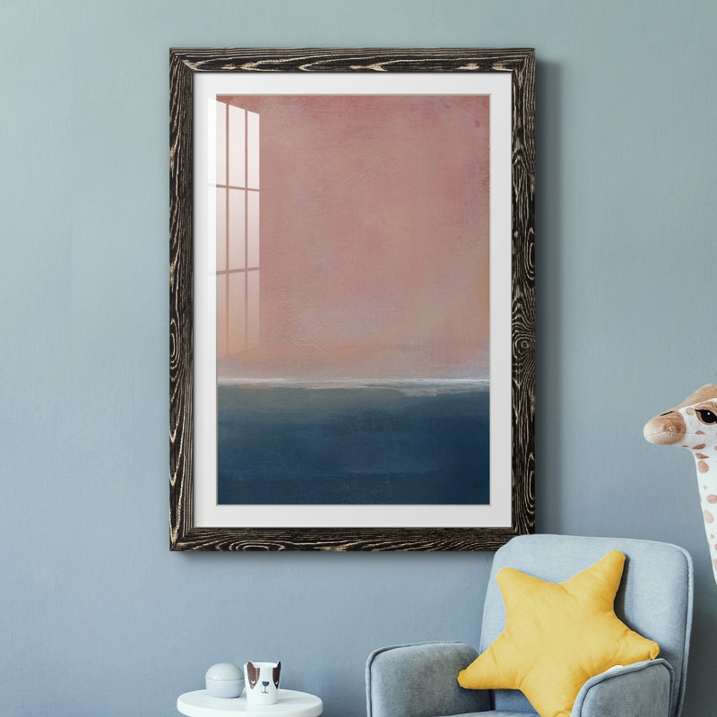 Coucher de soleil - Peinture encadrée, Cadre noir, H 44 po x l 31 po x P 1 po