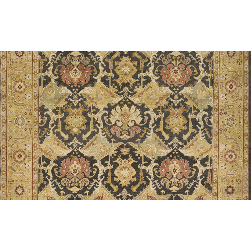 Wool Oriental Area Rug in Brown/Black/Red, Rectangle 8' x 10'