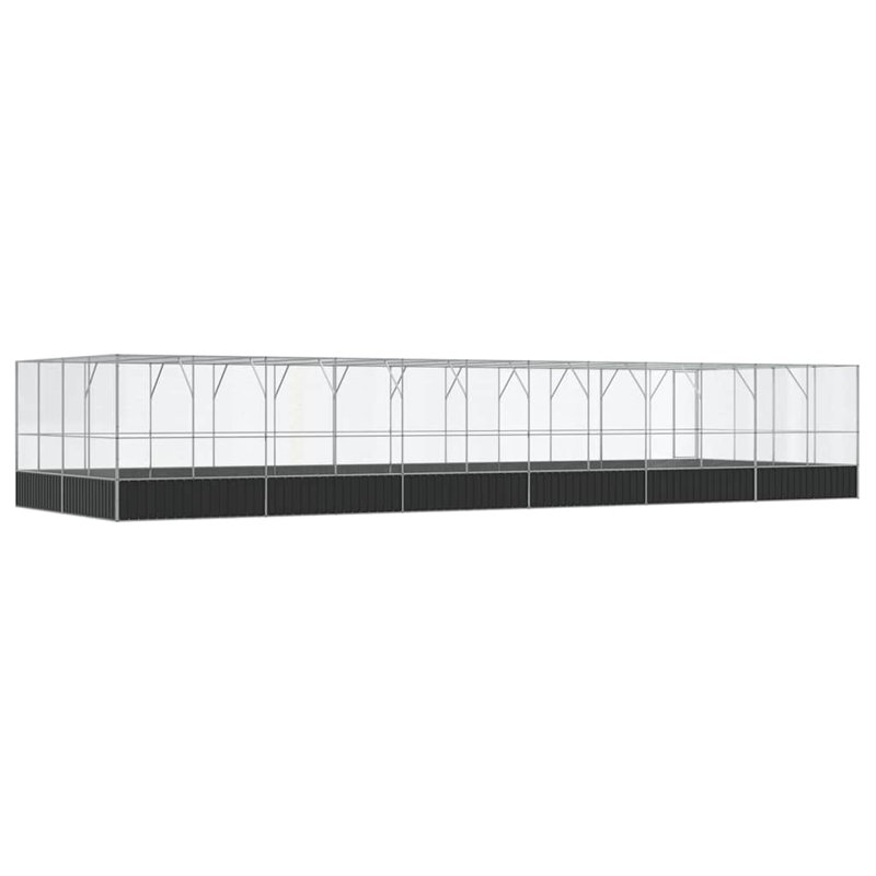 Grande volière vidaXL argent et acier galvanisé anthracite