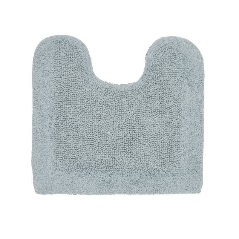 Blue Cotton Reversible Tufted Contour Toilet Rug 20x20