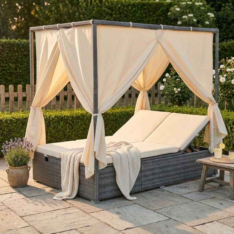 Lit de jour pour terrasse en osier 57,62 ", Beige