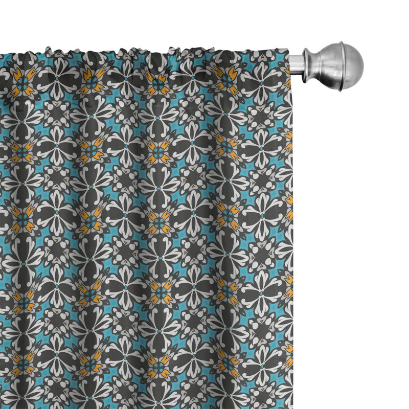 Geometric Semi-Sheer Rod Pocket Curtain Panels, 28" x 95"