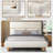 Windsor Upholstered Cream Boucle Platform Bed With Solid Wood Leg