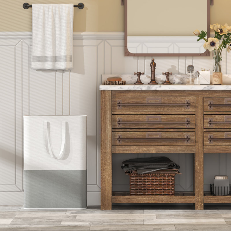 Paquet de 2 paniers à linge 80L, panier à linge autoportant avec poignées, grand panier à linge pliable et imperméable pour salle de bain de chambre à coucher, chambre sombre