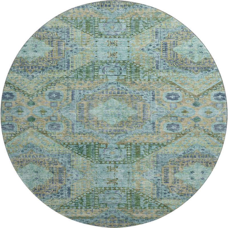 Premium Machine Washable Alaina AMF1929 Global Rug, Round 8'
