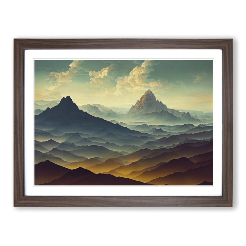 Spirited Mountain Landscape - Framed Print, Walnut Framed, 46cm H x 64cm W x 2cm D