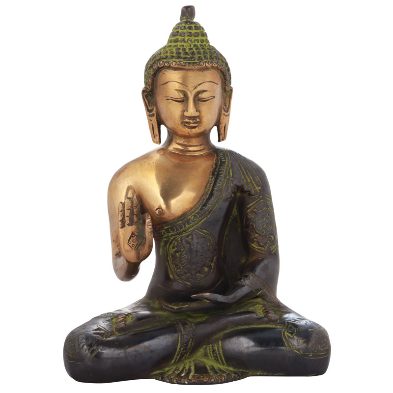Bouddha tibétain bouddha prêchant le Bouddha en laiton, Noir / or