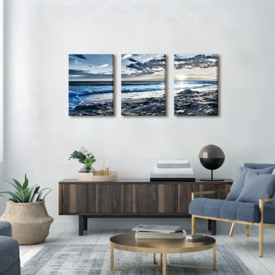 Ensemble de 3 décorations murales en toile 16 x 24 pouces Rocky Beach