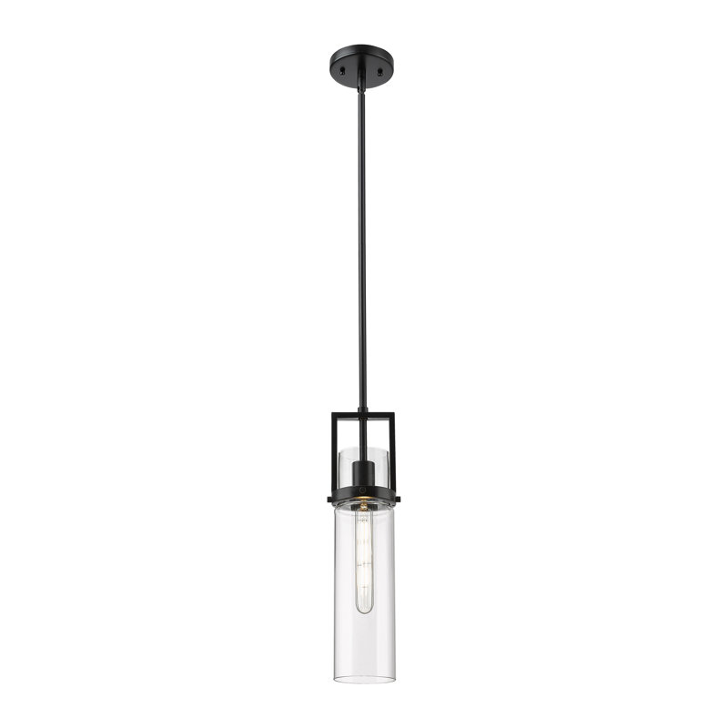 Luminaire suspendu 30 po Great Smoky, H 17,63 po x l 4,25 po x P 4,25 po, Clair, Noir mat